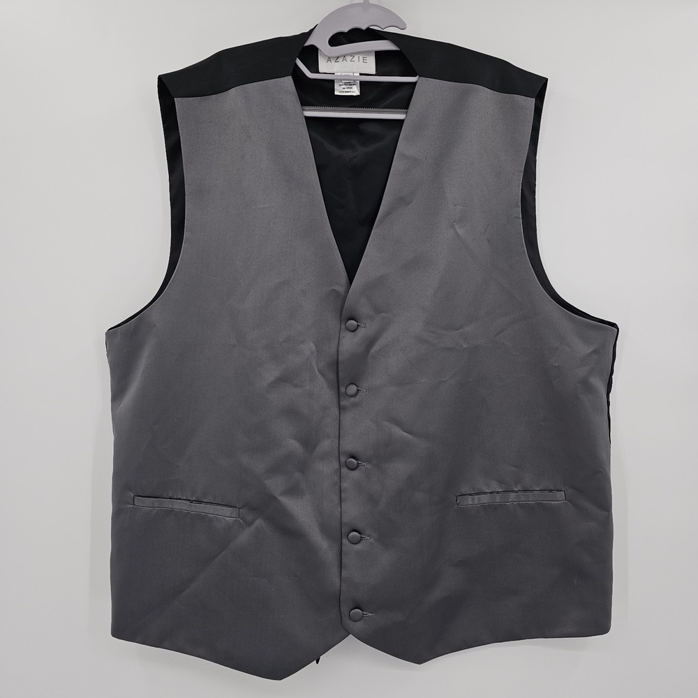 Azazie Matte Mens Satin Vest 2XL Steel Gray‎ Wedding Formal Prom